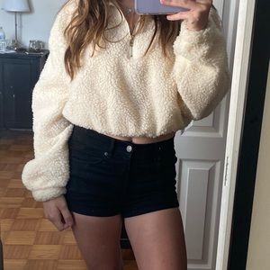 New Shein Teddy Beige Quarter Zip